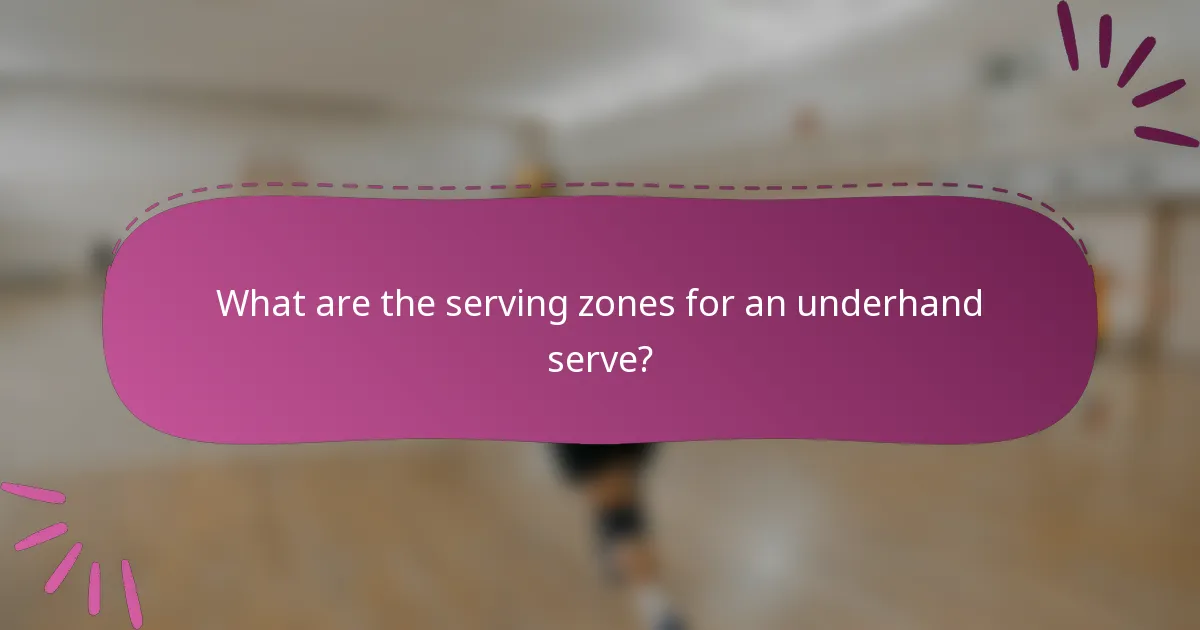 What are the serving zones for an underhand serve?
